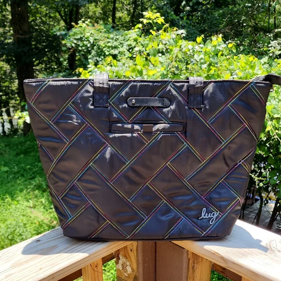 Lug Black Skyliner Tote with Rainbow Stitching - Picture 1 of 8